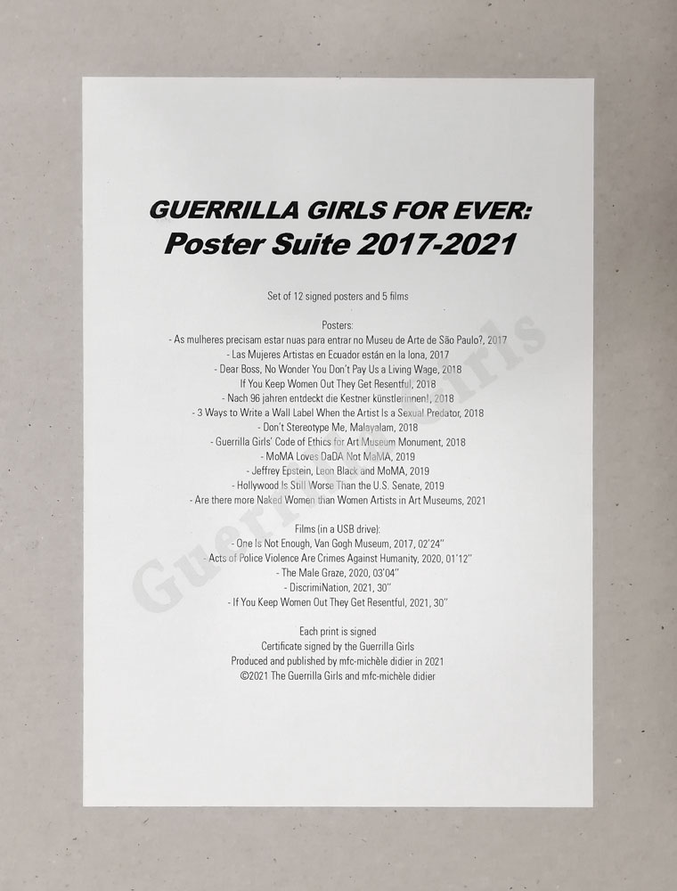 The Guerrilla Girls - Guerrilla Girls Forever: Poster Suite 2017-2021, 2017-2021