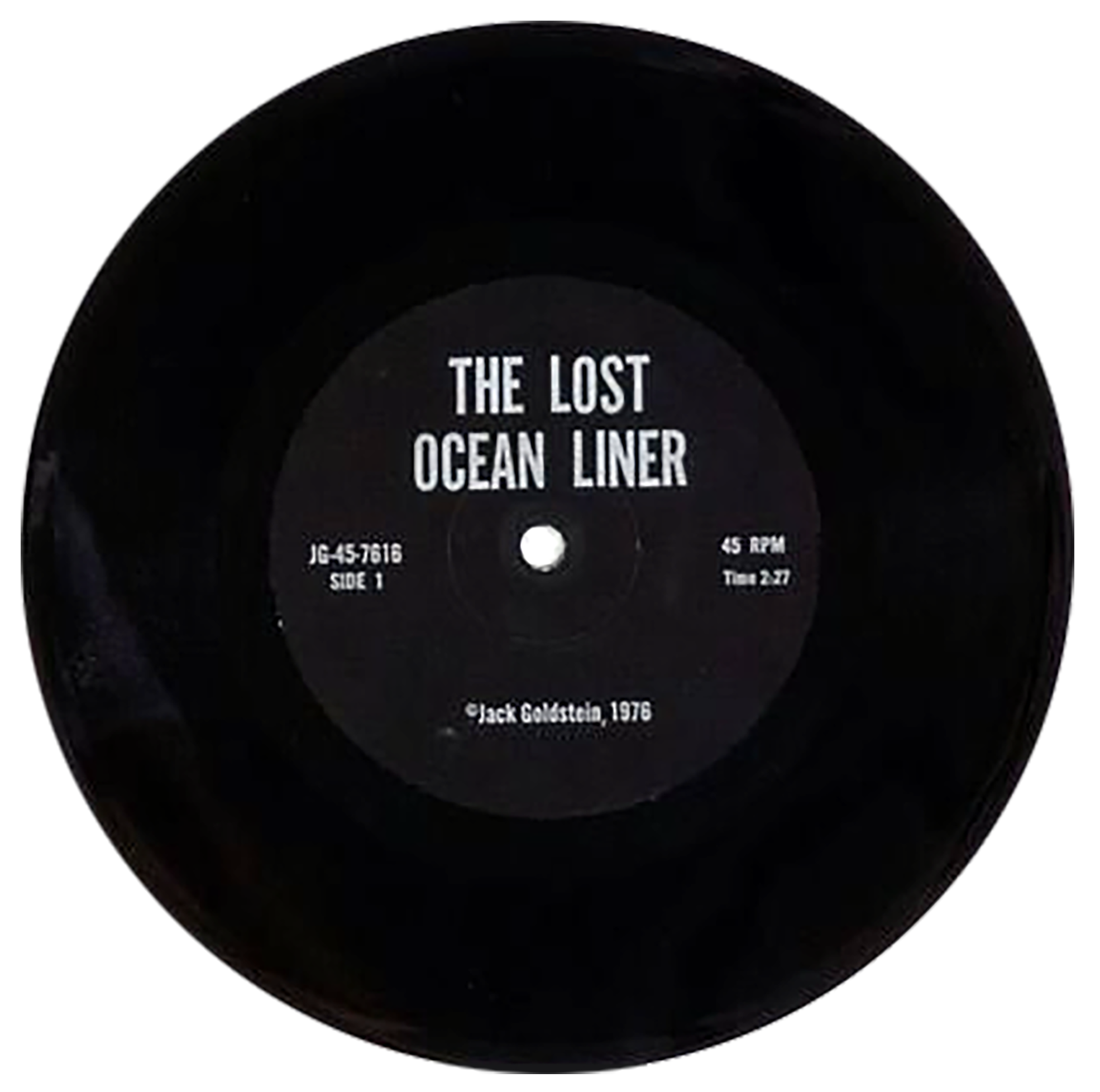  The Lost OCEAN Liner
Black vinyl - 45 rpm 7-inch record

The lost Ocean Liner is one of the nine components of :
A Suite of Nine 45 rpm 7-Inch Records with Sound Effects
1976